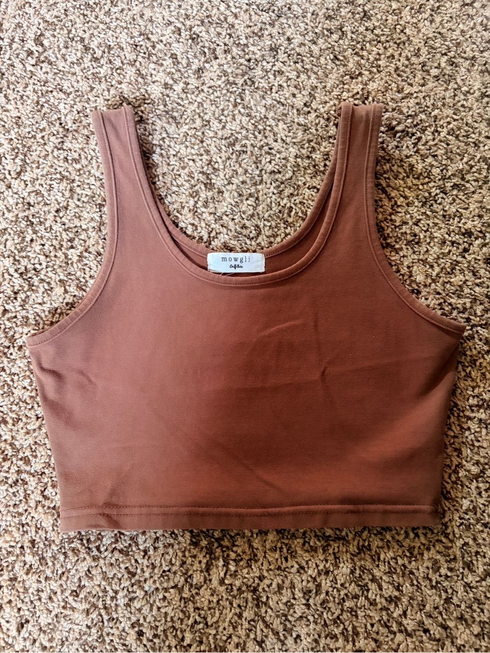Boutique Cool Tone Brown Cropped Tank Top